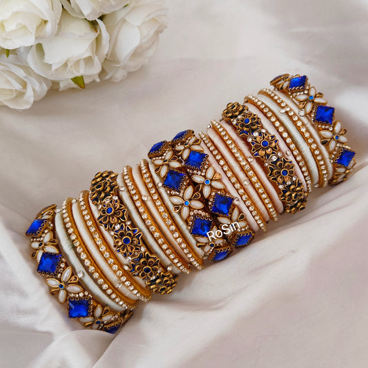 Royal blue and white bridal set