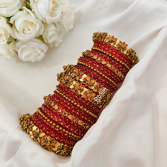 Gold and ruby red bridal set