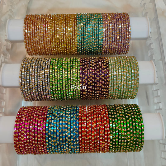 Glitter stone glass bangles (1 dozen)