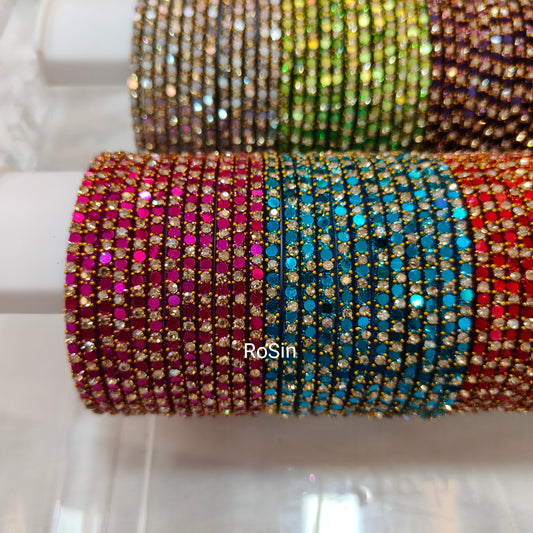 Glitter stone glass bangles (1 dozen)