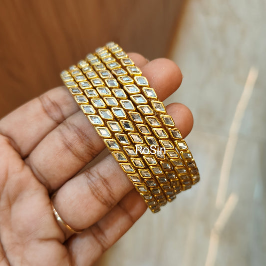 Transparent diamond kundhan glass (6 bangles)