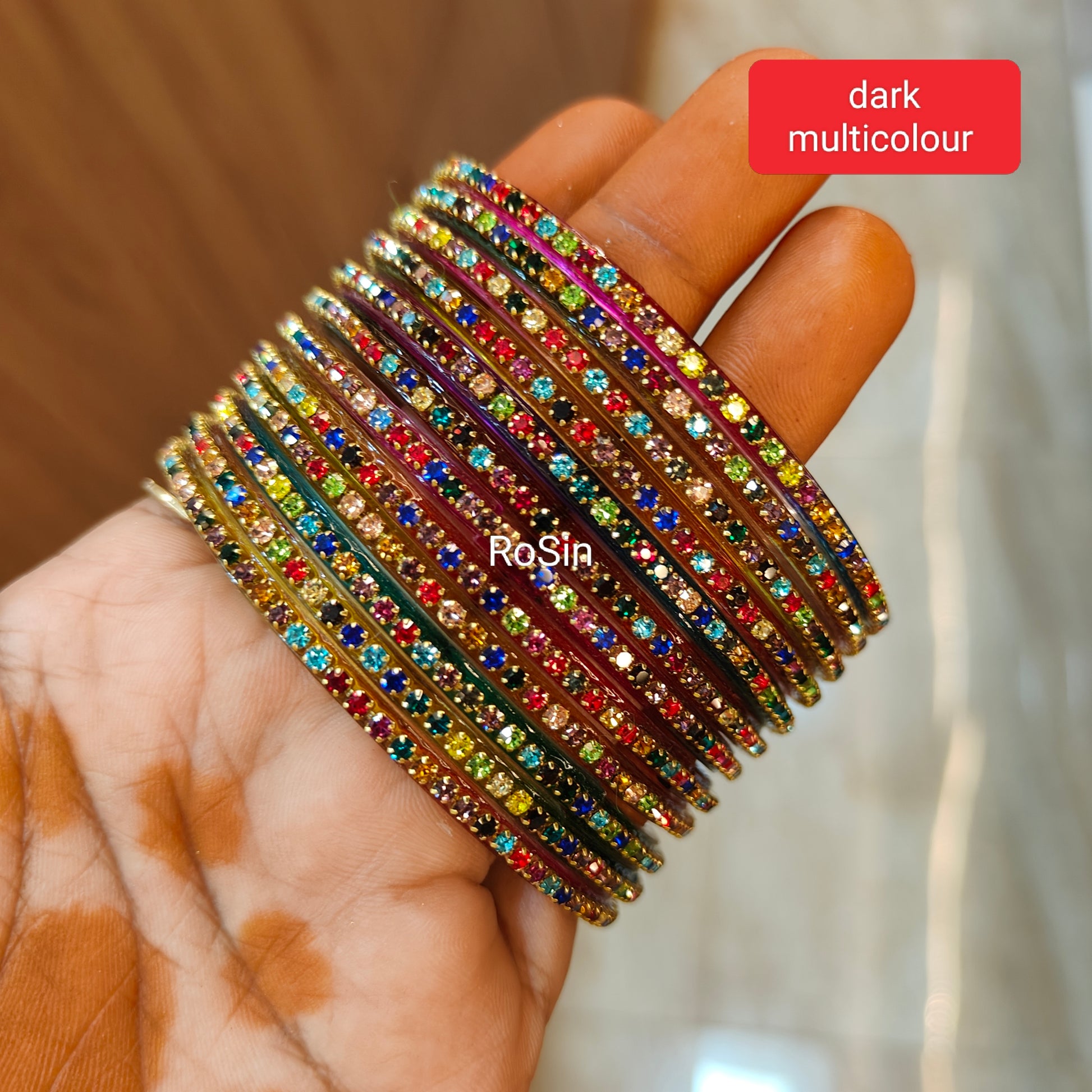 Minmini stone glass bangles (1 dozen) - Main Image