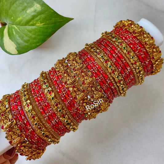 Lakshmi red bridal glass mixed set