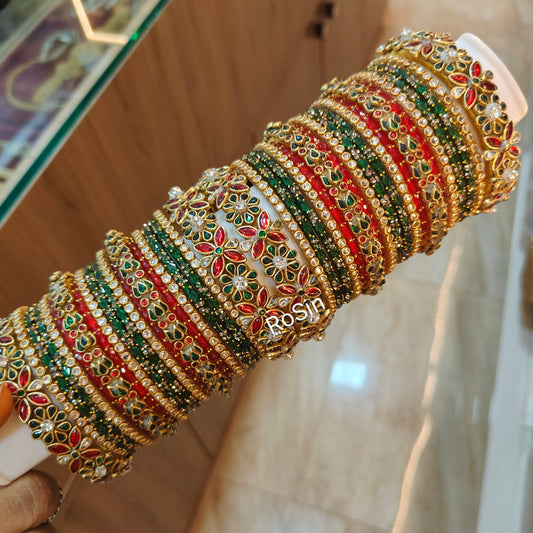 Red and green glass mixed set