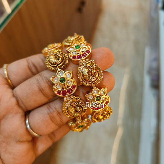 Nakshi peacock floral antique kada 2 bangles