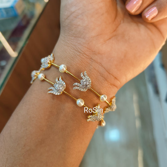 Diamond replica lotus bangles (2 piece)