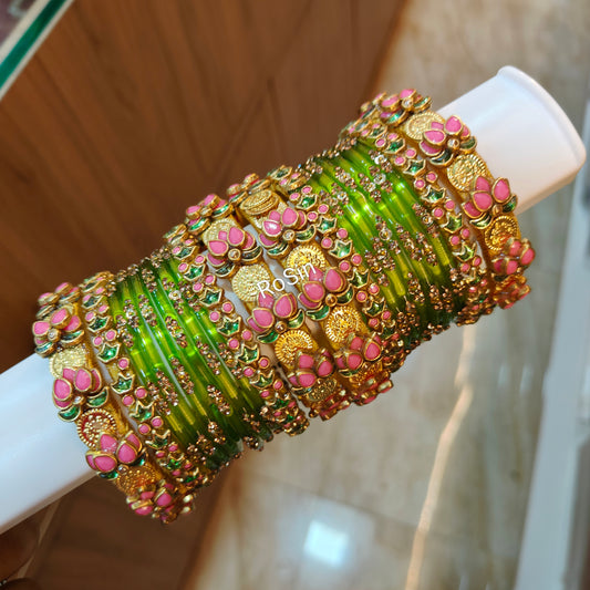 Thamarai pink and green set