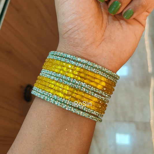 Pearl glass bangles stack with raindrop ( set of 12 bangles)