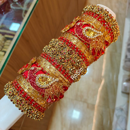 Peacock red and gold set