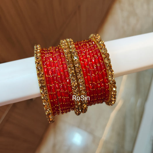 Budget friendly glass mixed sets (16 bangles in a set)