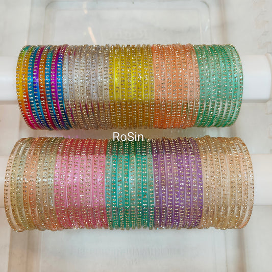 3mm Rani crystal glass bangles (1 set 8 bangles)