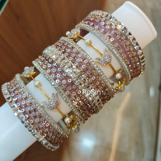 Diamond replica glass mixed set (22 bangles)
