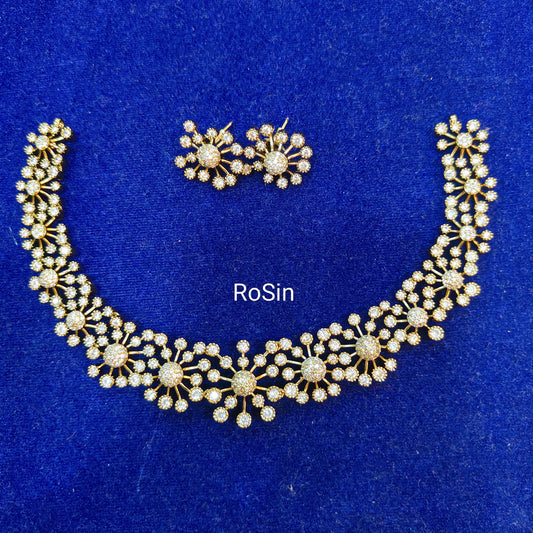 Diamond replica stone necklace