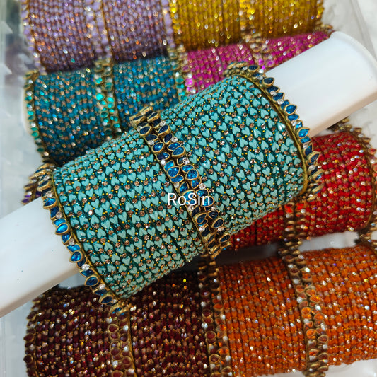 Lotus and heart set bangles (30 bangles)