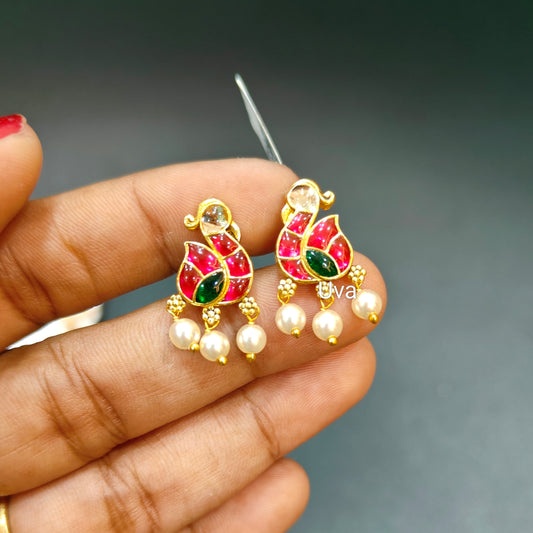 92.5 pure silver gold plated jadau kundhan earrings 002