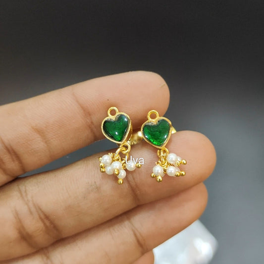 92.5 pure silver gold plated stud in emerald jadau 005