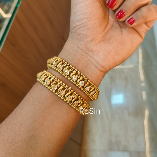 Duck design gold replica stone work bangles(2)