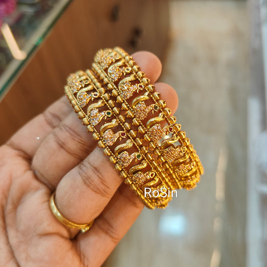 Duck design gold replica stone work bangles(2)