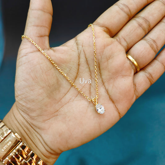 92.5 pure silver gold plated pendant chain white drop 007