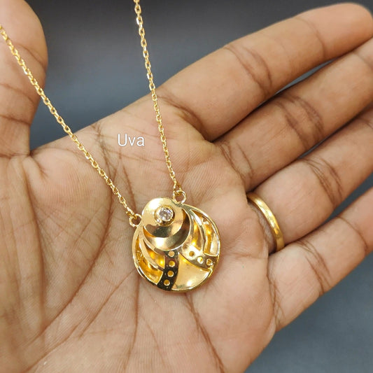 92.5 silver gold plated round pendant chain 010