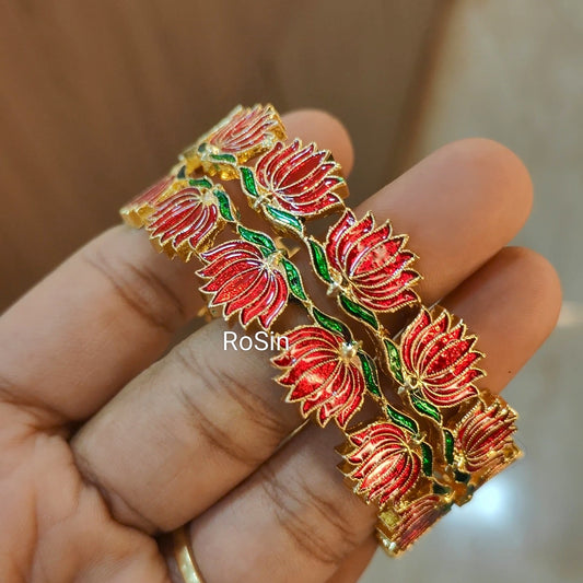 Red Lotus metal bangles (2)