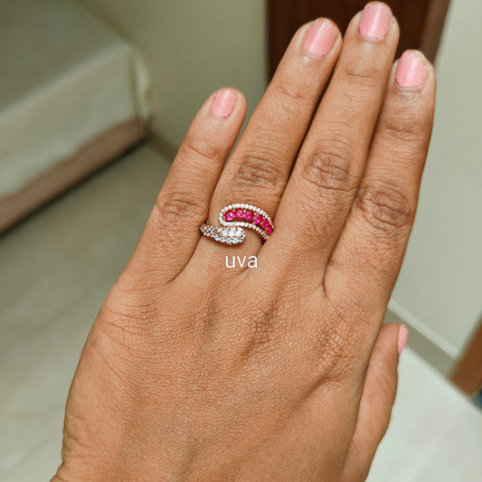 92.5 silver rose gold plated ruby stone ring size 1.9cm