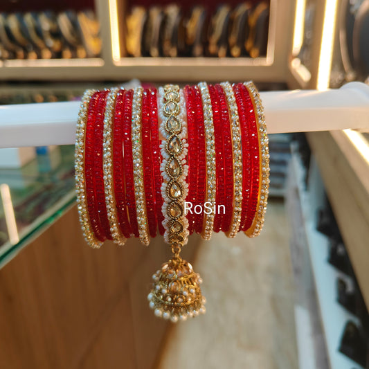 Pearl jhumki hanging set (1 hand)