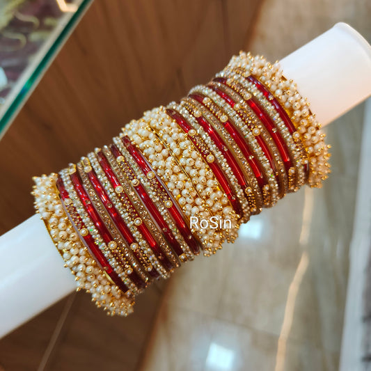 Pearl ghungroo bangles set (26 bangles)