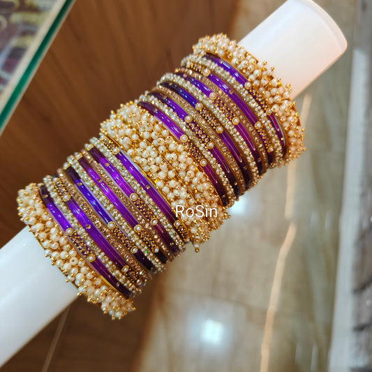 Pearl ghungroo bangles set (26 bangles)