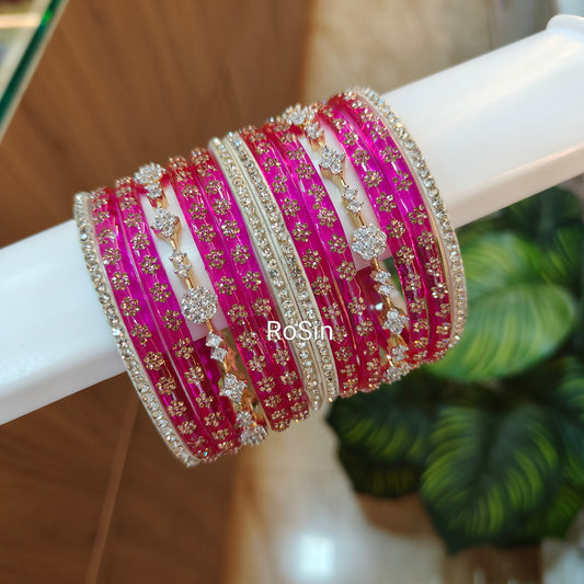 Diamond replica bindu set (14 bangles)