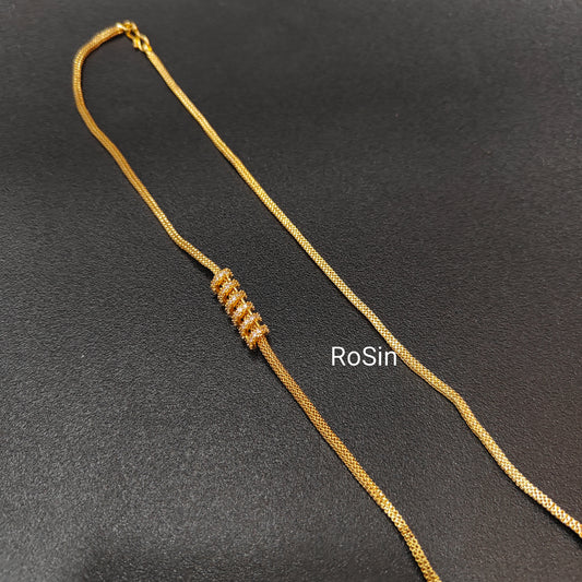 Mugappu thali chain spiral white stone