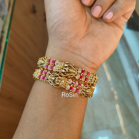Lakshmi ruby gold replica set(2 bangles)