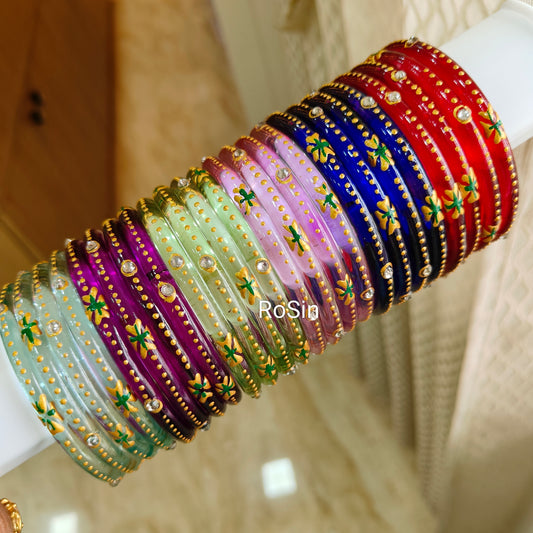 6mm handpainted crystal bangles(4 bangles)
