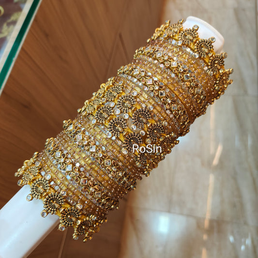 Peacock white and gold bridal set