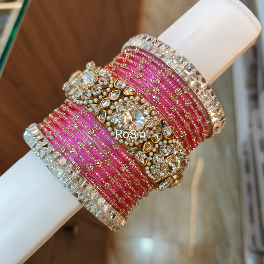 Polki diamond replica bangles set(1 hand)