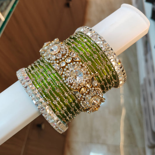 Polki diamond replica bangles set(1 hand)