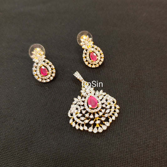 Pendant earrings set diamond replica