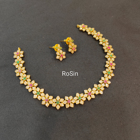 Floral stone necklace