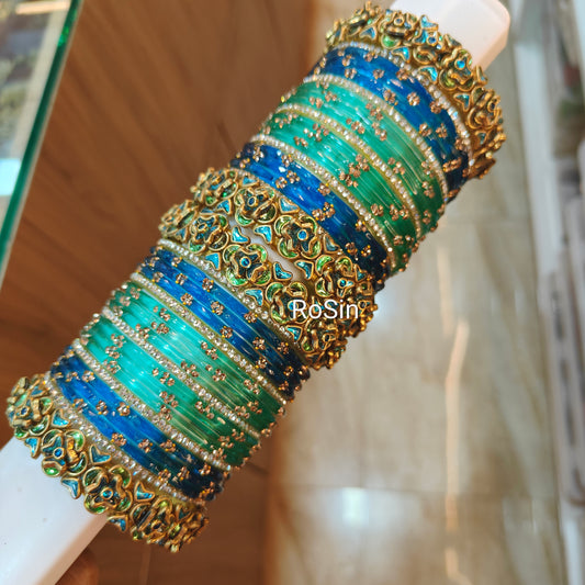 Peacock blue and green set