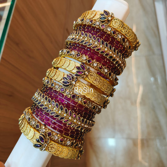 Wine and gold traditional glass mixed