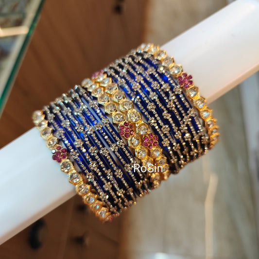 Uncut kundhan metal with nakshatra glass (16 bangles)