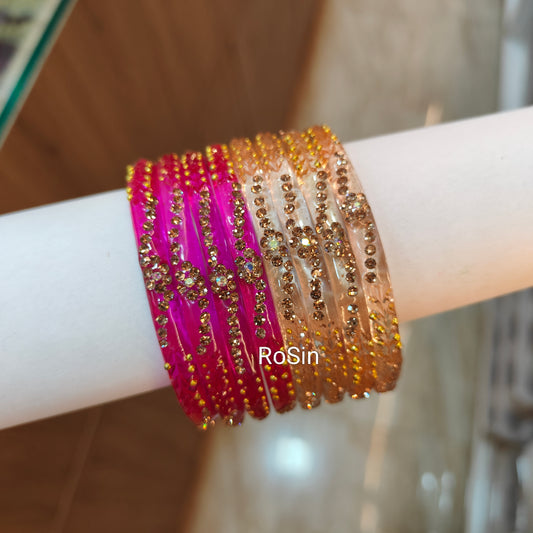 Chandra glass kada bangles (2 bangles in a set)