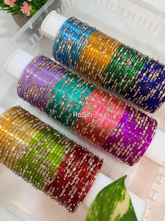 Diya glass bangles (1 dozen)
