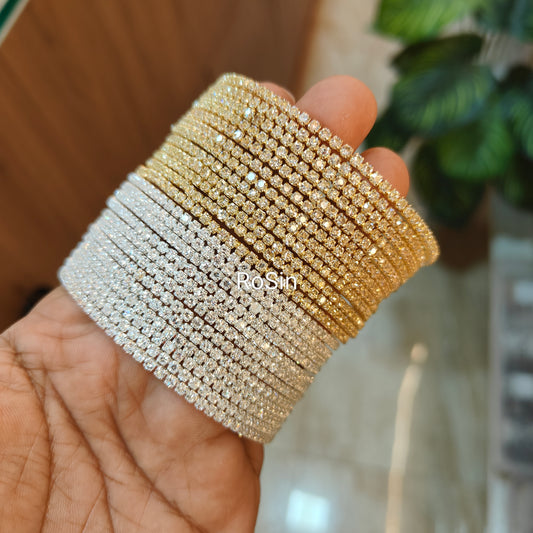 Metal stone bangles (1 set)