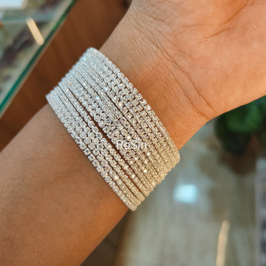 Metal stone bangles (1 set)