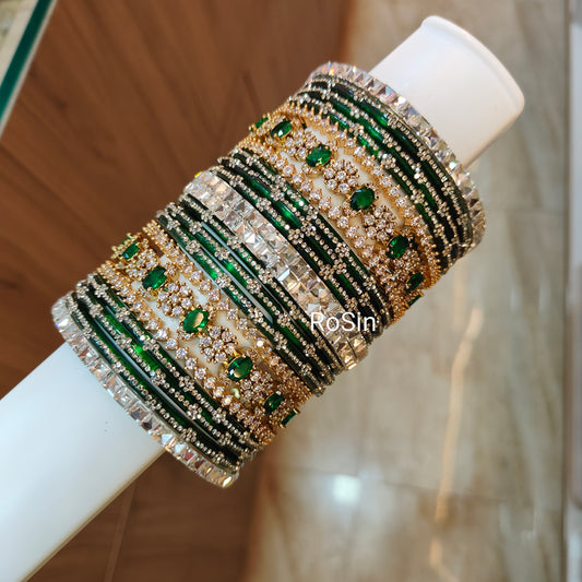 Emerald diamond replica bangles (2 hands)
