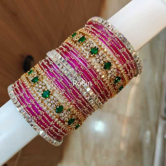 Emerald diamond replica bangles (2 hands)