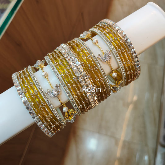 Viral diamond replica lotus bangles set(2 hands)