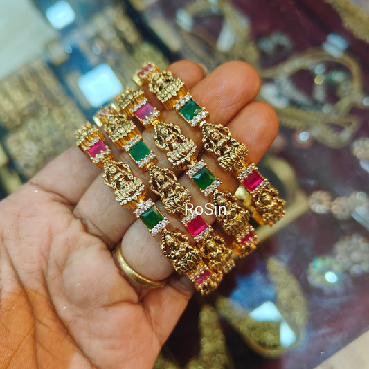 Lakshmi red and green mix stone (2 bangles)