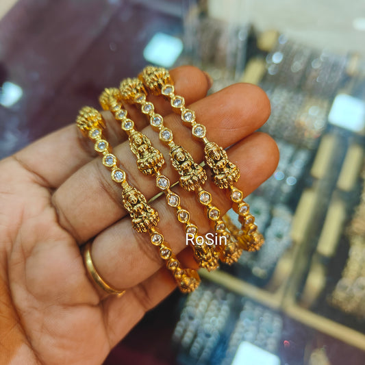 Lakshmi pottu uncut stone bangles (4 piece)